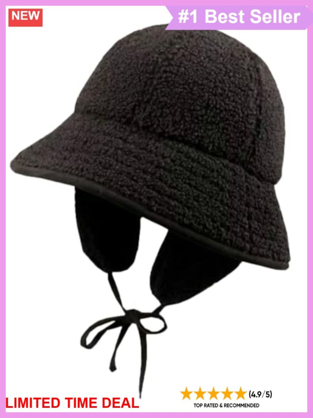 Winter Bucket Hat Lamb Wool Ear Flaps Warm Fluffy Fuzzy Fisherman Cap